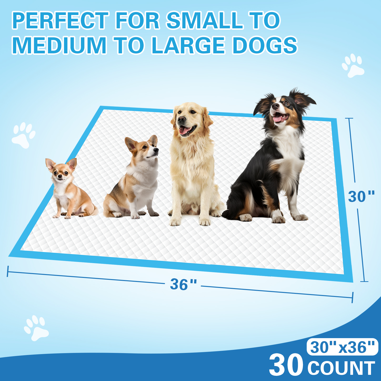 IMMCUTE Puppy Pads, 30" x 36", 30ct, Extra Large photo 3