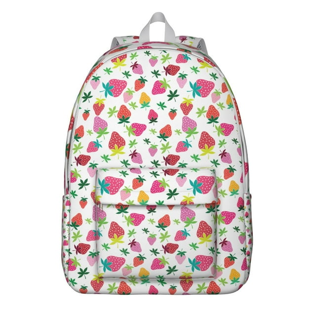 Sac à Dos Scolaire à Motif de Fraises, Mignon Motif de Baies Rouges, Sac de Jour Décontracté Léger, Sac de Voyage pour Étudiants et Femmes