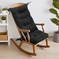 thumbnail image 3 of Millsilo 38" x 17" x 3" Indoor Tufted Rocking Chair Cushion & Seat Pad with Non-Slip Base & Secure Ties — Black, 3 of 10