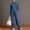 Blue, variant on Women's Leopard Print Set Stand Collar Button-Front Cropped Jacket & High-Waist Wide-Leg Pants Gray,S