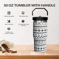 thumbnail image 3 of 30 oz Flip StrawTumbler With Handle,Black White Boho Vacuum Insulated Leakproof FlipTumbler With Straw Cups Water Bottle CoffeeTravel Tumbler, Boho Decor/Accessories for Women, 3 of 7