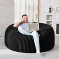thumbnail image 5 of 4FT Bean Bag Chair, 4' Large Bean Bag Chairs for Adults with Removable Stripe Plush Cover, Memory Foam Beanbag Chair for Living Room Bedroom Dorm Black, 5 of 6