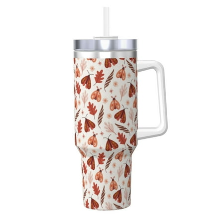

KLL Autumn Brown Butterfly Print 40oz Stainless Steel Insulated Car Cup Coffee Mug with Spillproof Lid - Keep Your Drink Hot or Cold on the Go