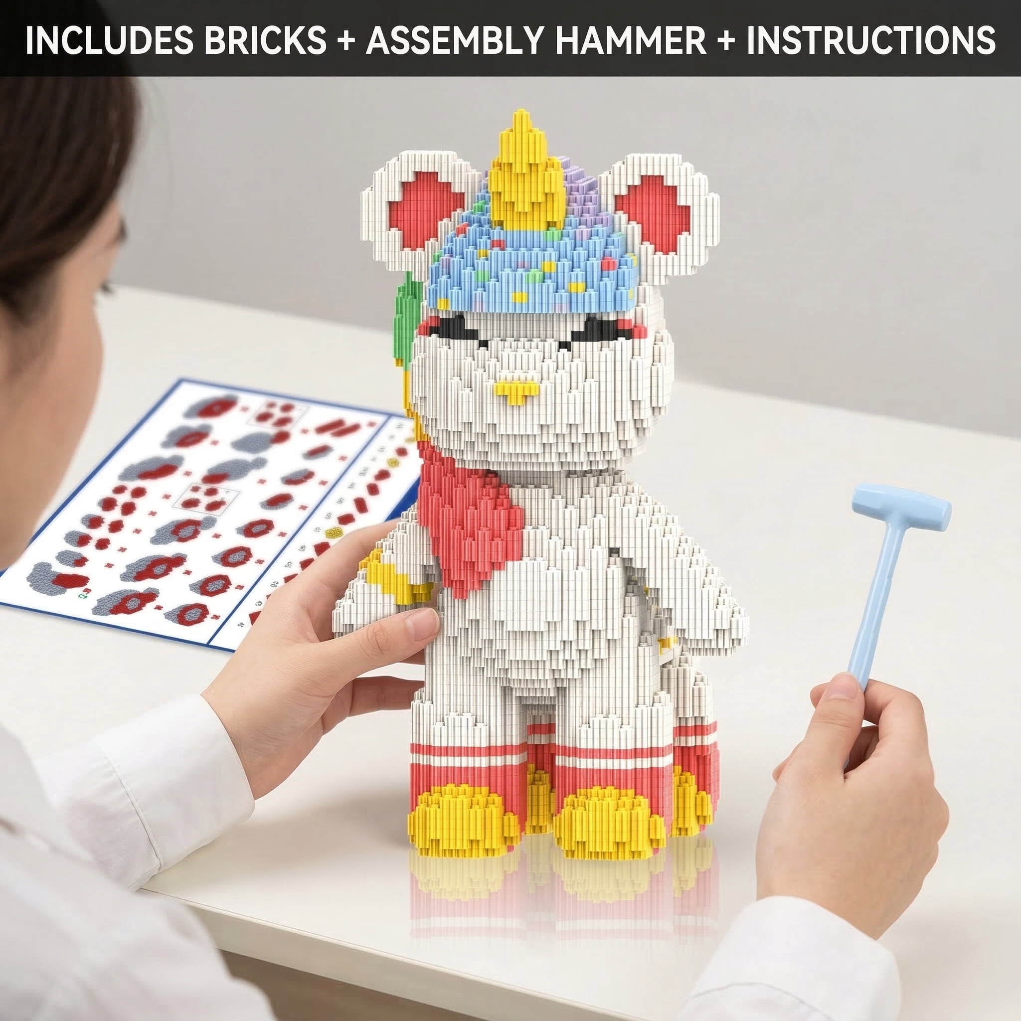SehrKlug Unicorn Teddy Bear Micro Building Blocks for Adults, Ages 14+, Mindful-Build Collectible Bricks Set, Aesthetic Room Decor Gifts, 5100 pcs