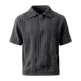 thumbnail image 5 of Men's Vintage Jacquard Knit Shirts Casual Short Sleeve Quarter Zip Collared Golf T-Shirts Summer Modern Fit Old Money Style Lightweight Breathable Beach Vacation Tops, 5 of 7