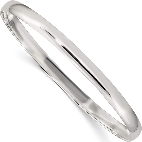 Sterling Silver 4.5mm Solid Polished Plain Slip-On Bangle Bracelet (7.5 X 4.5) Made In India qb238