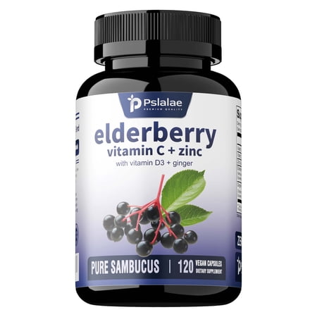 Elderberry Vitamin C + Zinc Capsules - Immune & Antioxidant Protection - Immune Support Supplements for Women and Men - 120 Capsules