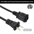 thumbnail image 4 of Uxcell 2 Prong 5Ft Extension Cord Male/Female Power Cord 2 Outlet Polarized Plug, Black 3 Pack, 4 of 6
