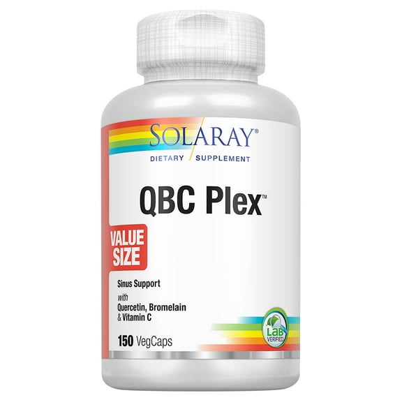 Solaray QBC Plex | Quercetin & Bromelain Plus Vitamin C | Year Round Immune Function & Respiratory Health Support | Non-GMO & Vegan (150 CT, 50 Serv)