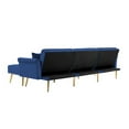 thumbnail image 5 of Velvet Upholstered Reversible Sectional Sofa Bed, L Shape Sofa Couch with Removable Ottoman, Nailhead Trim and Gold Mental Legs for Compact Spaces Living Room,Apartment(Blue), 5 of 7