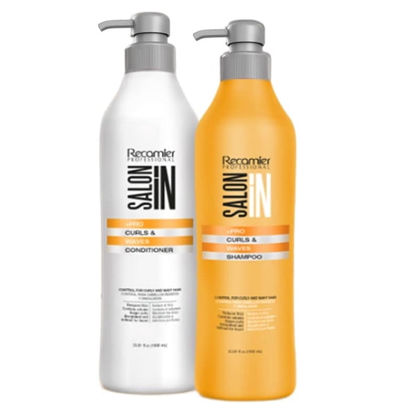 RECAMIER Professional Salon In Shampooing et Revitalisant Hydratant Définissant les Boucles Traitement Capillaire Hydratant à la Kératine pour Cheveux Bouclés (Lot de 2)