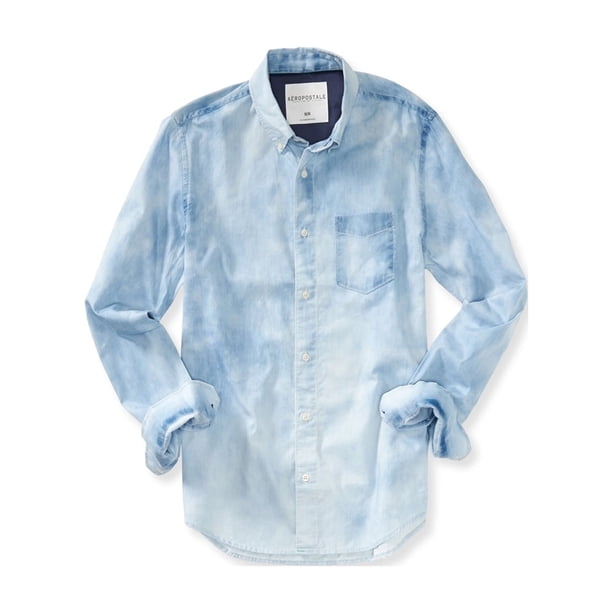 Aeropostale - Camisa vaquera con botones para hombre, color azul, grande Aeropostale Botones al frente