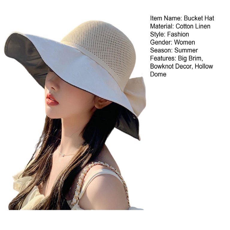 Big Size Ladies Linen Wide Brim Hat, Bucket Big Hat