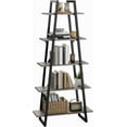 thumbnail image 3 of Senfot Tall Narrow 5-Tier Industrial Ladder Shelf, Wood & Metal Storage Organizer for Bedroom, Living Room - Grey, 3 of 6