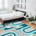 thumbnail image 6 of Area Rug 2'x3' Mid-Century Modern Art Geometric Abstract Blue Washable Area Rugs Non Shedding Floor Carpet Rubber Backing Non-Slip Indoor Mats for Living Room Bedroom Kitchen, 6 of 8