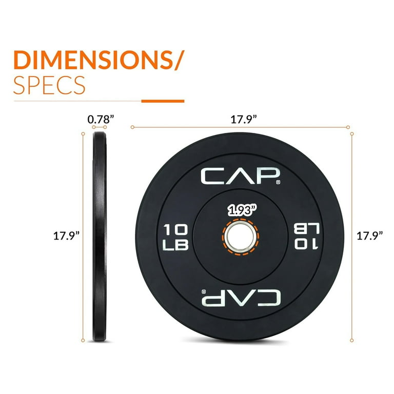 CAP Barbell Olympic Rubber Bumper Plates (Pairs/Singles by sizes