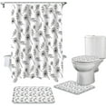thumbnail image 2 of FMSHPON Elegant Plant 4 Piece Bathroom Set Shower Curtain Bath Rug Contour Mat and Toilet Lid Cover, 2 of 8