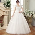 thumbnail image 1 of Vestido de boda de talla grande de primavera con hilo, ajustado, adelgazante, con hombros descubiertos y encaje floral para mujer, 1 of 5