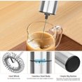 thumbnail image 3 of Espumador de leche de mano, máquina de espuma eléctrica con batidor de acero inoxidable, mezclador de bebidas con batería para café, lattes, capuchino, frappe, matcha, chocolate caliente, 3 of 5
