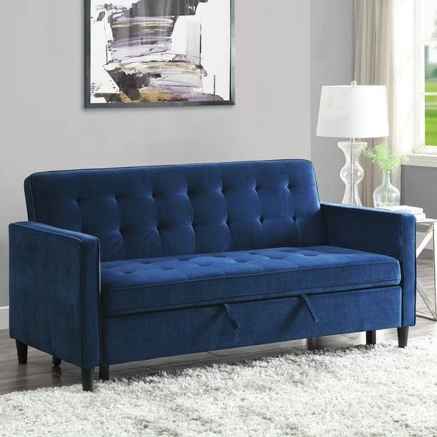 Strader Convertible Studio Sofa Bed, Navy Blue - Walmart.com