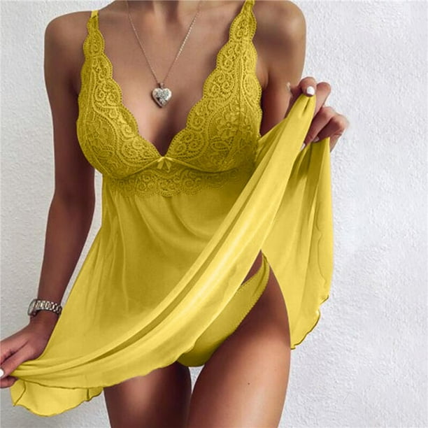 Lencería Porno de talla grande, picardías transparente de encaje Sexy, camisón con tirantes y escote en V profundo, pijama erótico para mujer, ropa de dormir xuanjing unisex