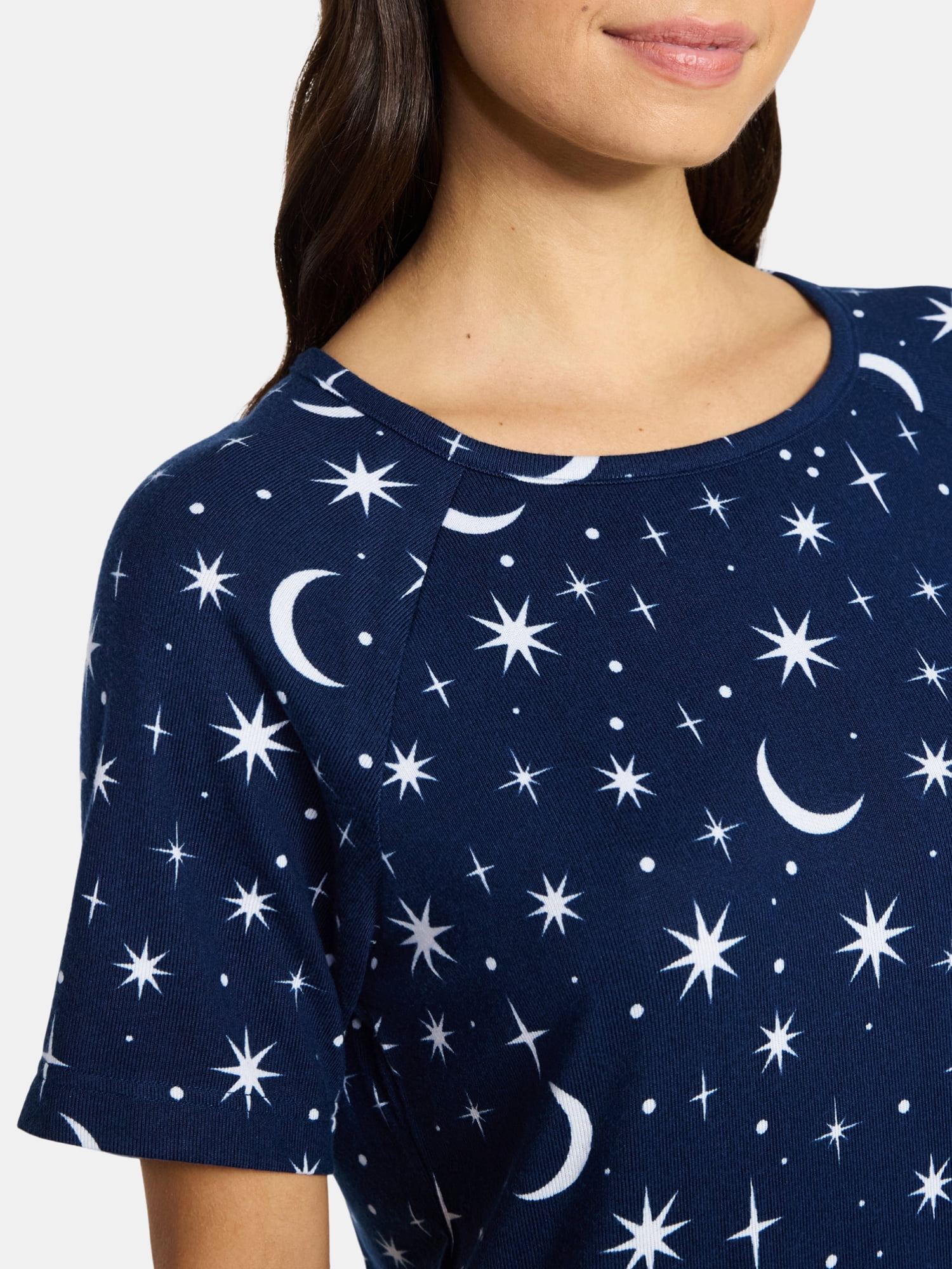 Lissome Women's Hacci Sleep Shirts with Short Sleeves, 2-Pack, Sizes S-4X