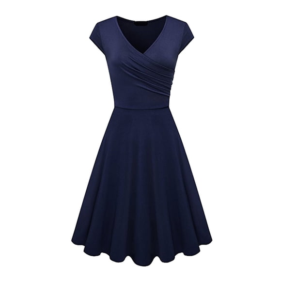 GZWYHT Summer Dresses,Dresses for Women 2025 Basic Outdoor Home Short Sleeve Slim T Shirt Dress Tee Dress Swing Dress Plain Ruched Mini Dress Midi Dresses,Casual Dresses,Navy Dress,Tshirt Dress M