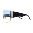 thumbnail image 3 of Oversized Shield Curved Top Thick Temple Mob Fashion Sunglasses Black Blue Yellow, 3 of 4
