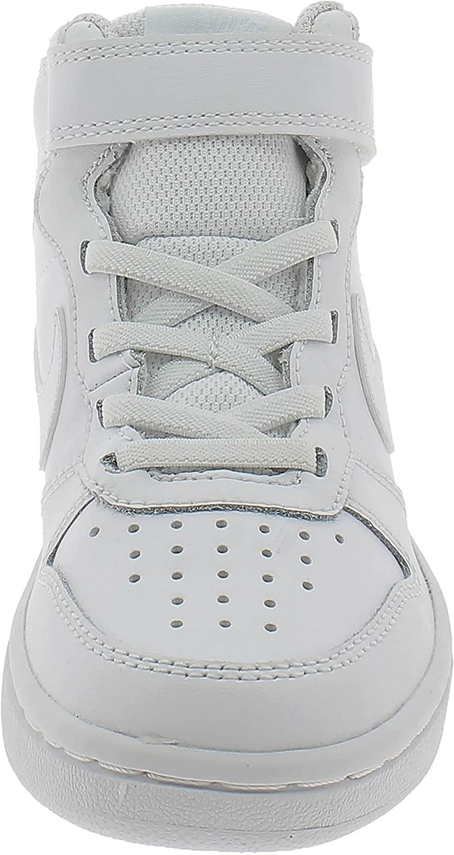 Nike Boys Court Borough Mid 2 Leather Sneakers Athletic Shoes 10.5 Little Kid White/White