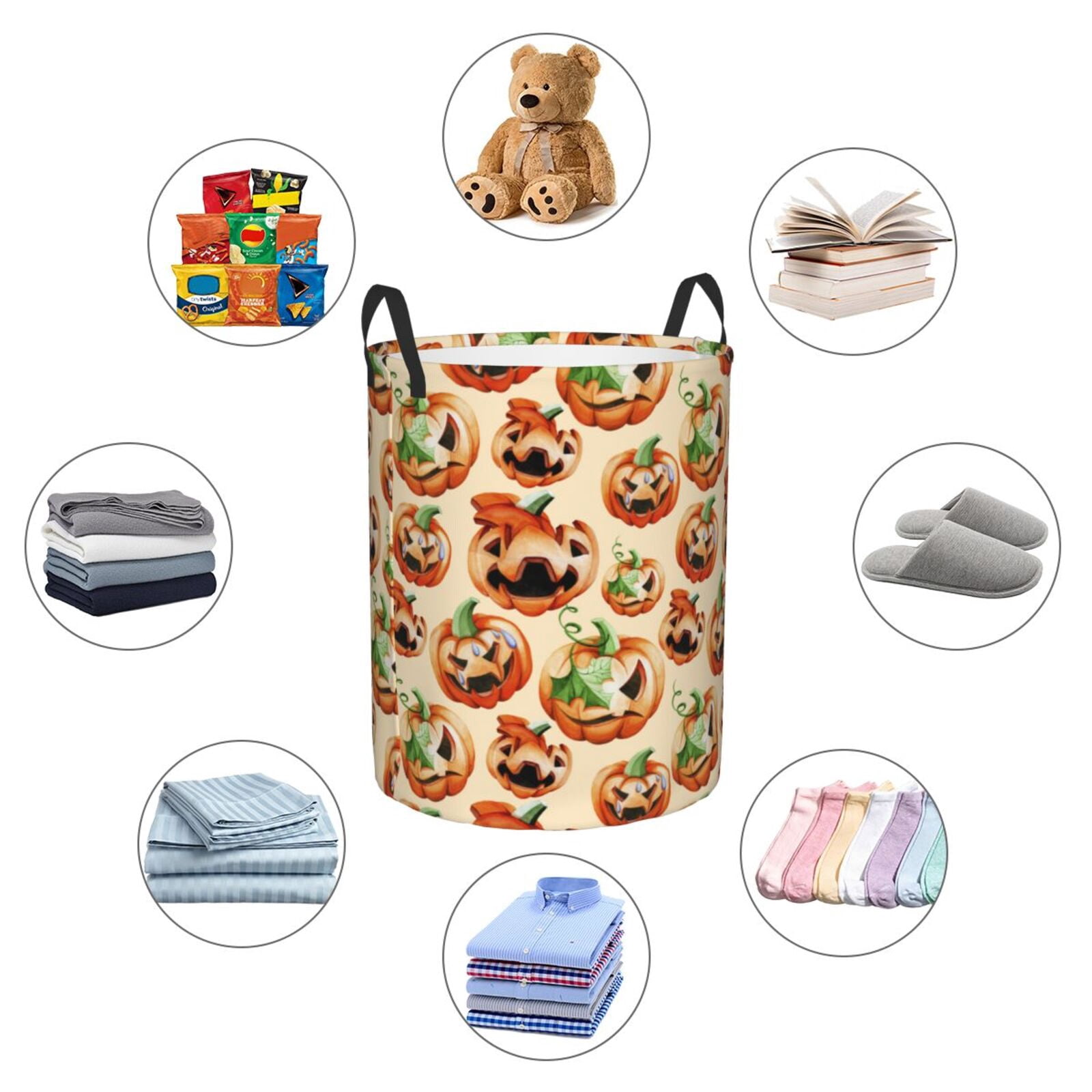 Large Laundry Basket with Handles - halloween pumpkins funny Kids Baby Dirty Clothes Laundry Hamper for Bedroom Aesthetic