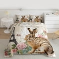 thumbnail image 2 of Homewish Rustic Brown Rabit Queen Comforter Set, Vintage Rustic Rose Bedding Sets, Paris Eiffel Tower Reversible Bedding Comforter Set, Luxury Bedroom Decor, 3 Pieces, 2 of 8