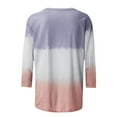 thumbnail image 5 of Odeerbi Shirts for Women Fashion Printed T-shirt Mid-length 3/4 Sleeves Blouse Round Neck 2025 Casual Tops Purple, 5 of 5