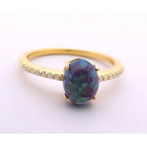 ArtPlacerMitika Blue Opal & Green Fire Opal Ring, 925 Sterling Silver, Engagement Wedding Ring, Vintage Opal Ring, Mexican Opal Ring, Minimalist Jewelry