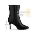 thumbnail image 6 of BLISSFUL STEP Women's Ankle Boots Square Toe Side Zip Stiletto High Heel Boots   Black 8, 6 of 7