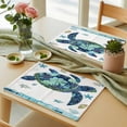 thumbnail image 6 of Blue Teal Coastal Turtle Placemats for Dinning Table Set of 4, Summer Beach Starfish Nautical Burlap Kitchen Place Mats Waterproof Cloth Table Mats, Indoor Outdoor Placemats Easy Clean Dinner Decor, 6 of 8