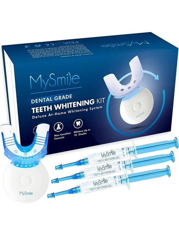 MySmile Teeth Whitening Kit Tooth Whitening Bleaching Gel-5 LED Light, (3)3ml Gel and Tray,10Min Fast Result