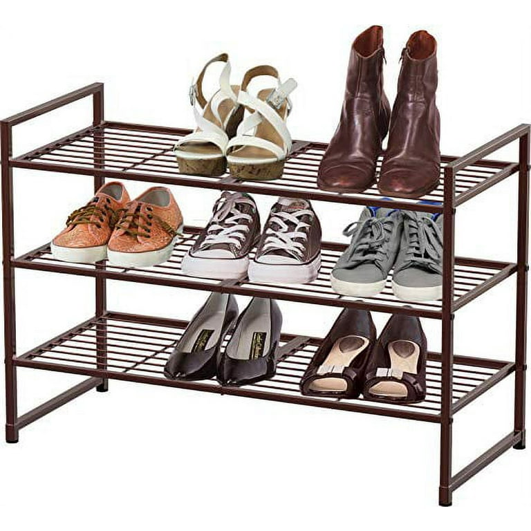 Simple Houseware 3-Tier Stackable Shoes Rack Storage Shelf, Silver