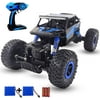 Remote Control Car 2.4Ghz RC Cars 4WD Powerful All Terrains RC Rock Crawler Electric Radio Control Cars Off Road RC Monster Trucks toys with 2 Batteries for Kids Boys Girls Blue