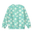 thumbnail image 5 of COEQINE Girls Printed Long Sleeve Cardigan, Lightweight Polyester Crewneck Button Down Jacket, Soft Machine Washable Top for School Outfits & Casual Wear, Ages 5-6, Cute Flower Cyan, 5 of 7