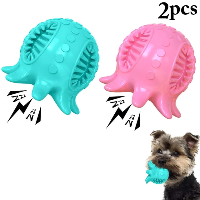 Dog Chewing Ball Interactive 2PCS Octopus Shape Dog Rubber Toy Puppy Squeaky Toy
