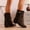 Coffee, variant on Tawop Boots for Women Fashion Casual Winter Versatile Tassel Shorts Boots Solid Color Pointed Toe Heel Mid-Calf Boots Women Boots