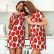 thumbnail image 4 of Easygdp Hand Drawn Tomatoes Camisón de manga corta para mujer, informal, estampado, 4 of 6