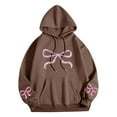 thumbnail image 4 of Byworldtasic Womens Sweatshirts Women's Bows Prints Pullover Hoodie Long Sleeve Loose Fit Solid Color Y2K Fashion Sweatshirt, 4 of 5