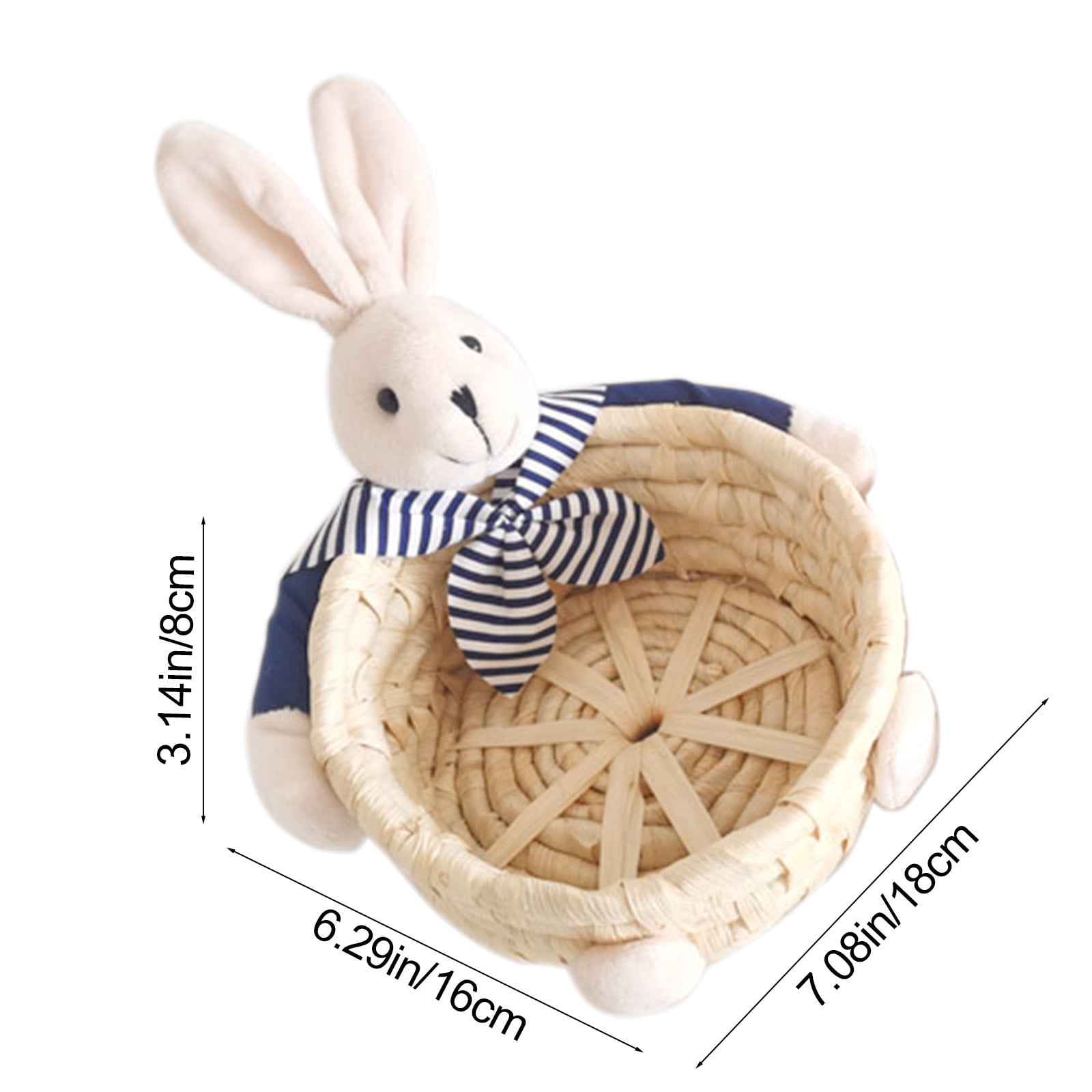 Tyidzon Bunny Easter Basket, Hand-woven Baskets for Gifts Empty, Small Willow Picnic Basket for Easter Decorations Kids Boys Girls Egg Candy Hunts, 7"