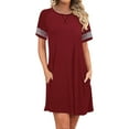 thumbnail image 4 of gakvbuo T-Shirt Dresses For Women Summer Dresses For Women 2024 Vacation Beach Dress Casual Simple T-Shirt Mini Dress Crewneck Short Sleeve Wedding Guest Dresses Club Dresses Sun Dresses Tunic Dress, 4 of 6