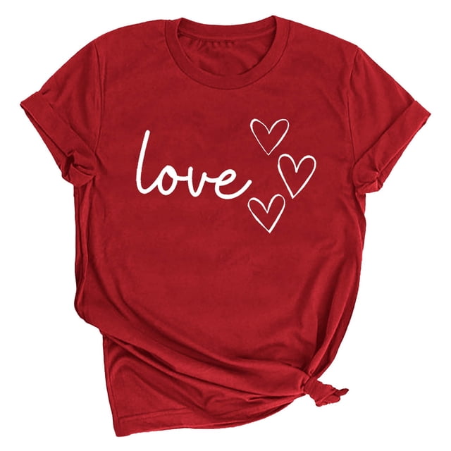 LSLJS T-shirt Imprimé Amoureux pour Femmes, Col Rond, Manches Courtes, Cadeaux pour Femmes