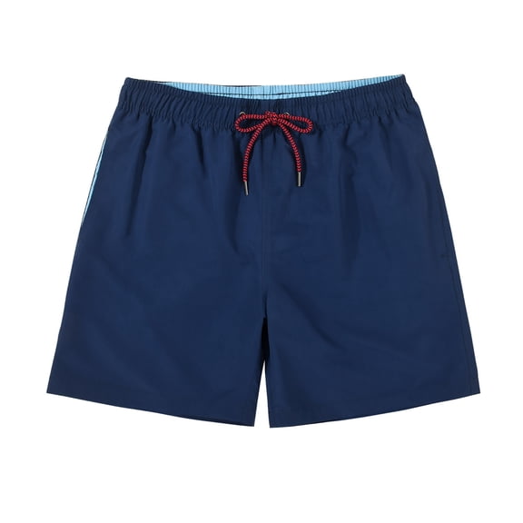Fgnfyis Men's Swim Trunks Fast Dry with Mesh Beach Shorts Bathing Suit Swimwear Solid Color Lined Mens Beach Shorts Dark Blue M