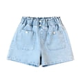 thumbnail image 2 of Auroural Girls Shorts Size 12-14 Children Summer Girls' Jeans Short Pants Loose Pants Straight Leg Pants Wide Leg Pants Casual Outerwear Pants for Kids, 2 of 6