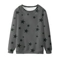 thumbnail image 5 of Gray Womens Sweatshirt Women's Star Print Hatless Sweatshirt Long Sleeve Fashion Top Sweatshirt Loose Pullover Top Fall Clothes for Women, 5 of 5