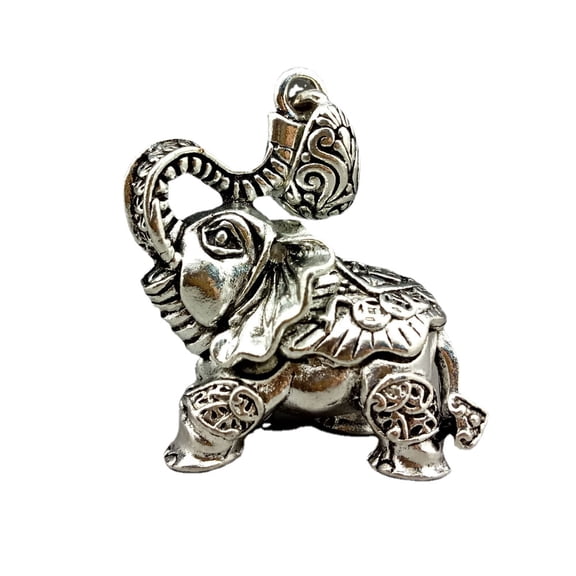Tibet Silver Hand Carved lucky coin Elephant Pendant Asian Collectable